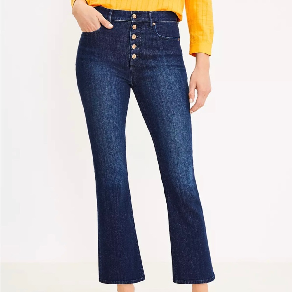 Loft - Kick Crop Jeans - Refined Dark Indigo Wash - Size: 26